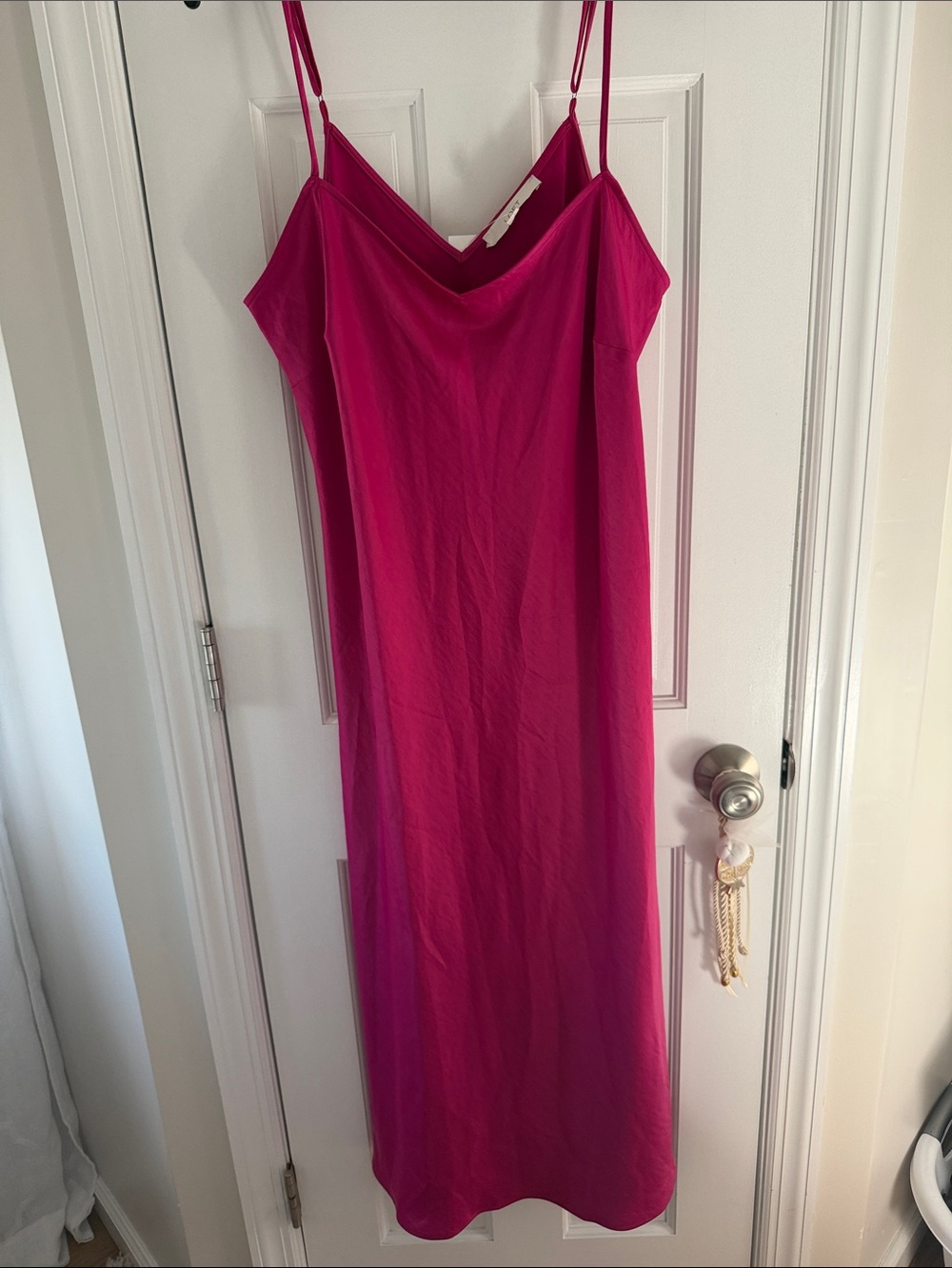 LOFT Fuchsia Midi Slip Dress with Spaghetti Straps